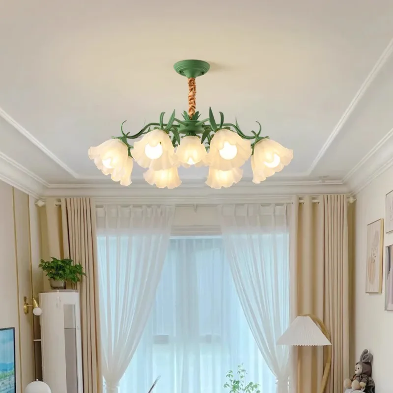 Special Promotions!modern led white Flower glass suspended ceiling light Chandelier,lustre Child room,Bedroom decorations,D80cm
