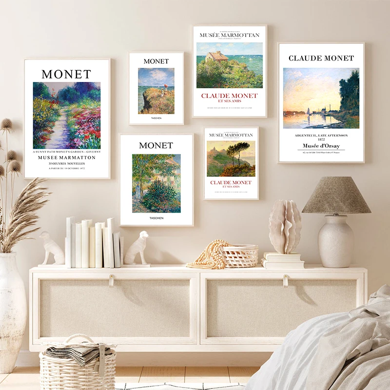 Claude Monet Exhibition Poster French Art Museum Canvas Print Abstract Painting Vintage Wall Art Picture Living Room Home Dec