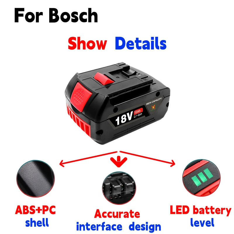 Imagem -06 - Bateria Autêntica do Li-íon para Bosch 18v 10ah Profissional Gba Gsr Gsb Bat618 Bat609 com Protetor do Combustível Novo