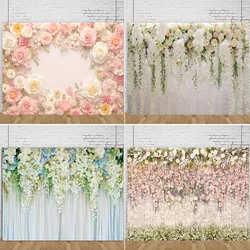 Floral Flower Wedding Ceremony Photography Party Decoration Background Pink White Flowers Wall Floral Photocall Birthday Props