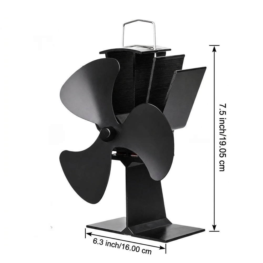 Triple-Blade Thermodynamic Fireplace Fan for Wood Stoves Silent Heat Circulation No Batteries Needed 19x16x12cm Metal