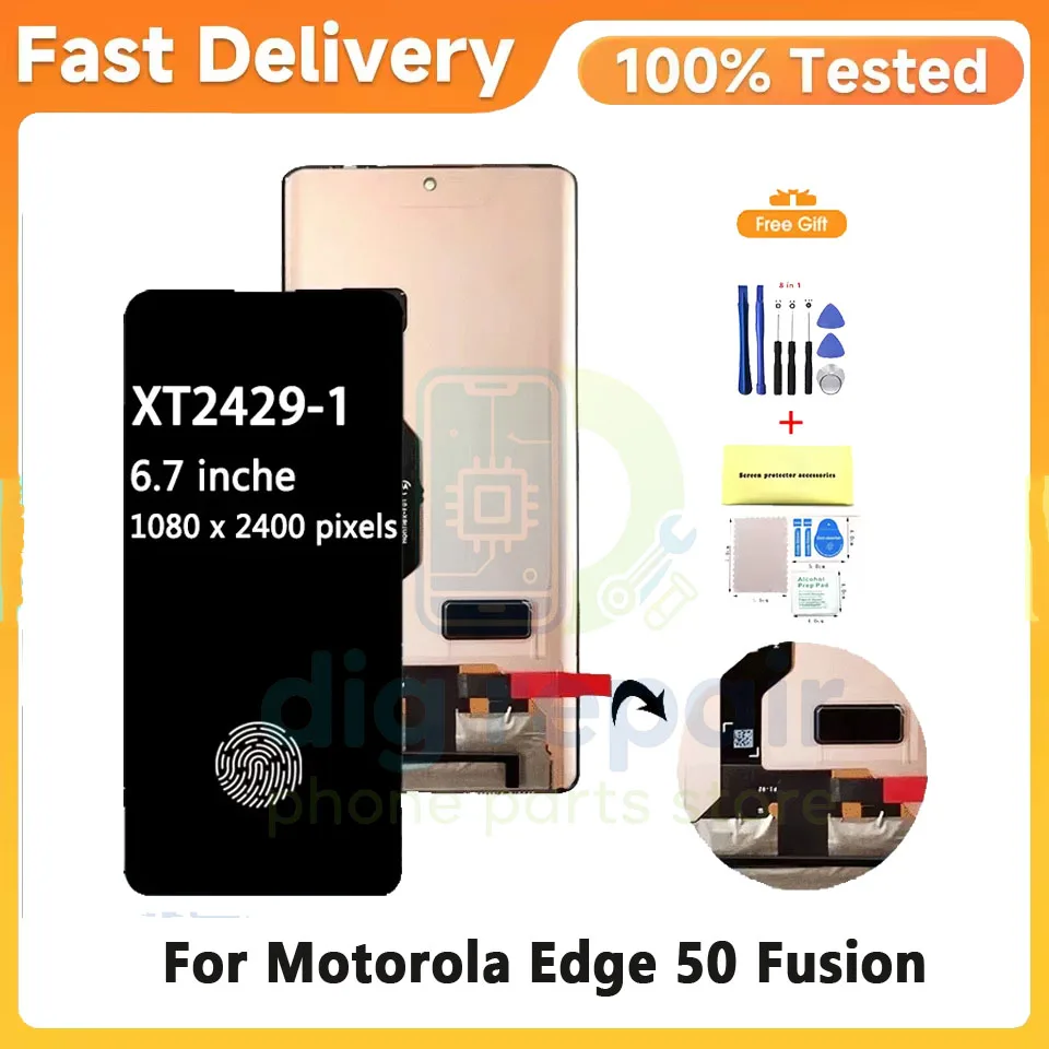 6.7'' P-OLED Edge50Fusion Display For Motorola Moto Edge 50 Fusion LCD Display Touch Screen Digitizer Assembly With Fingerprint