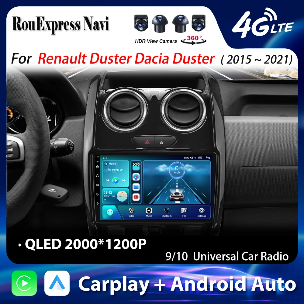 Android 16 For Renault Duster Dacia Duster 2015 - 2021 For LADA Largus 2021 Car Radio Multimedia Player GPS Navigation Stereo 5G