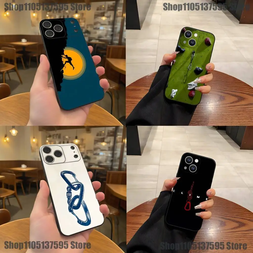 

Rock Climbing Wall Phone Case For iPhone 17,16,15,14,13,12,11,Pro,XS,Max,XR,Plus,E,SE4,Mini Black Soft Cover
