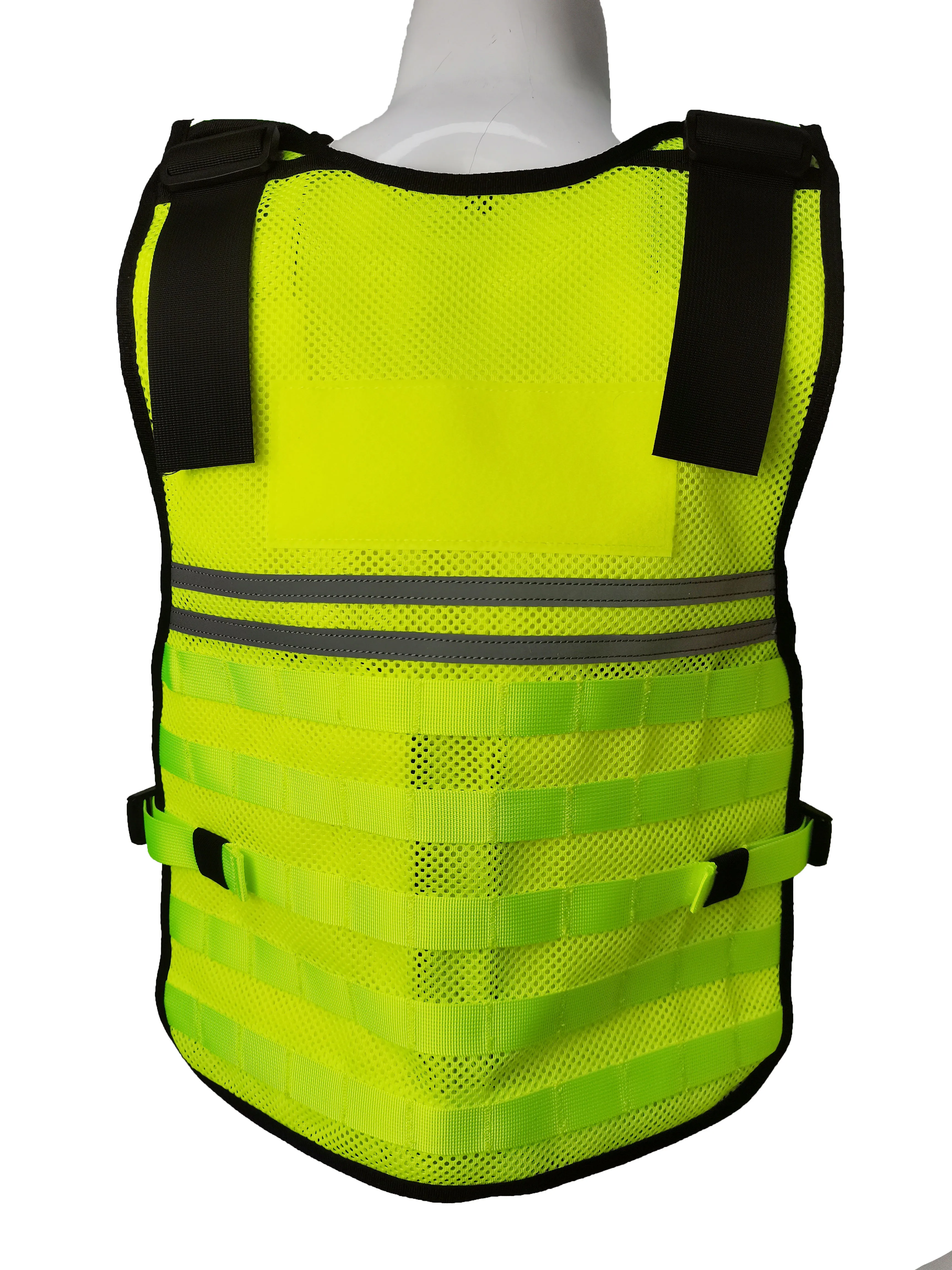 SOETAC Safety Protection Zipper Vest Reflective-stripes Security Waistcoat Adjustable Size Working Breathable Net Fabric Top