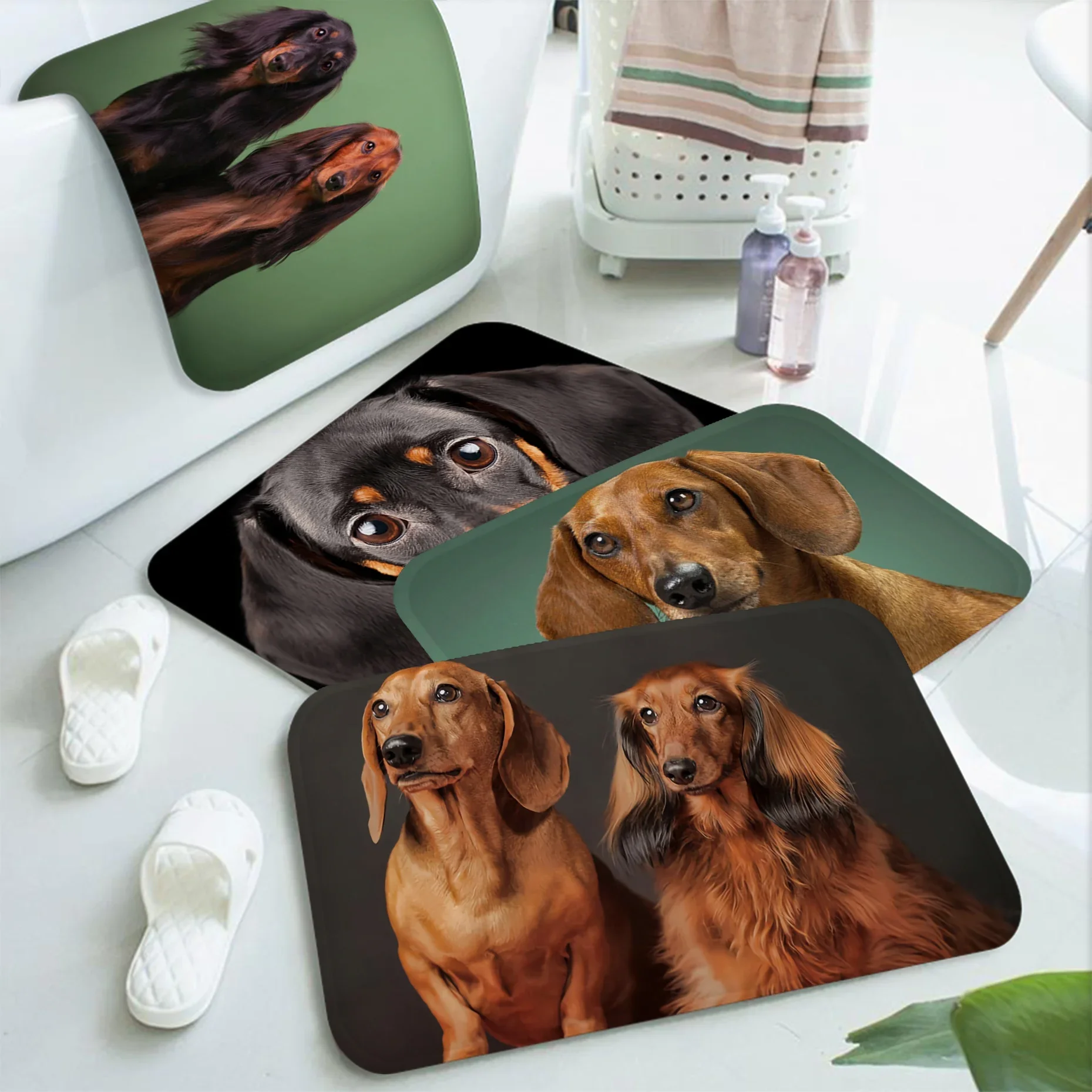 

Animal Dachshund Dog Bathroom Mat INS Style Soft Bedroom Floor House Laundry Room Mat Anti-skid Welcome Doormat