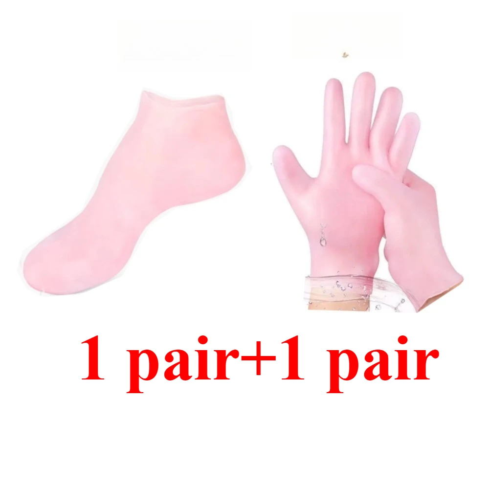 زوج من الجوارب المرطبة من جل السيليكون لترطيب البشرة المتشققة وتزييت العناية وتدليك القدمين وقفازات ترطيب اليد