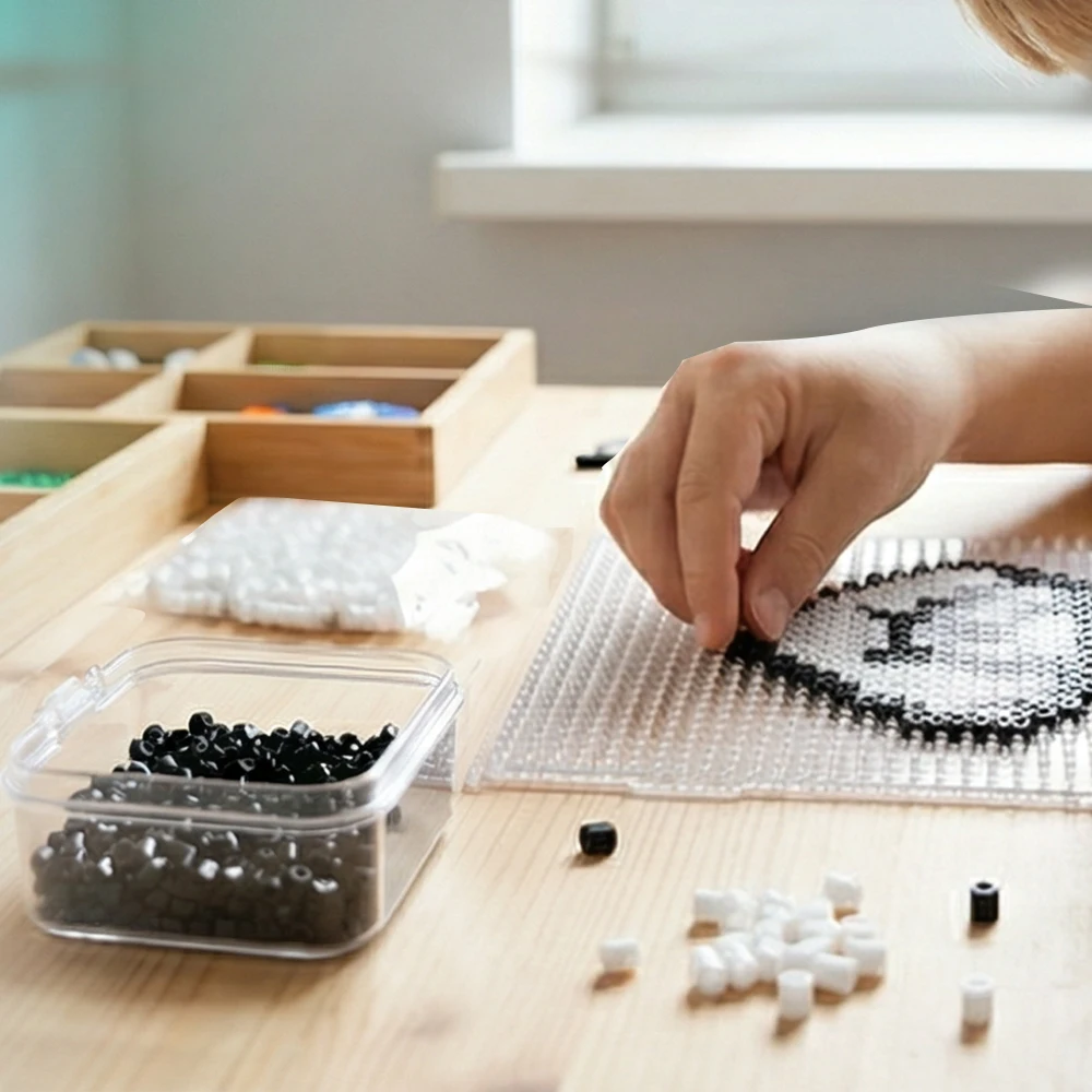 2.6mm Mini Fuse Beads 1000pcs/Bag Black White Transparent Series Smooth Ironing Beads DIY Jewelry Making Craft Supplies