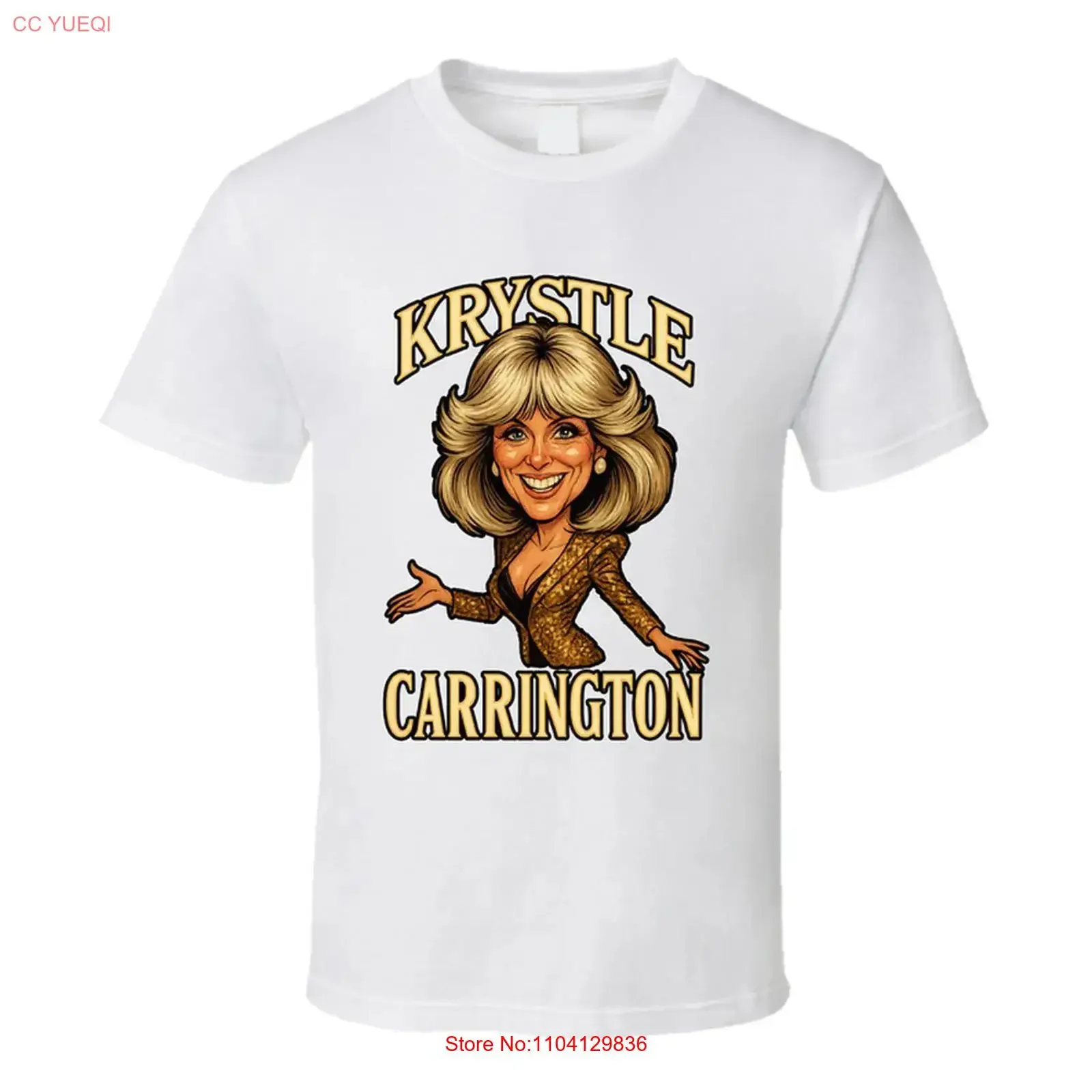 T-shirt de fan de la série télévisée Dynasty de Krystle Carrington, style caricature, vintage, effet délavé, vêtement de créateur respirant pour un usage quotidien