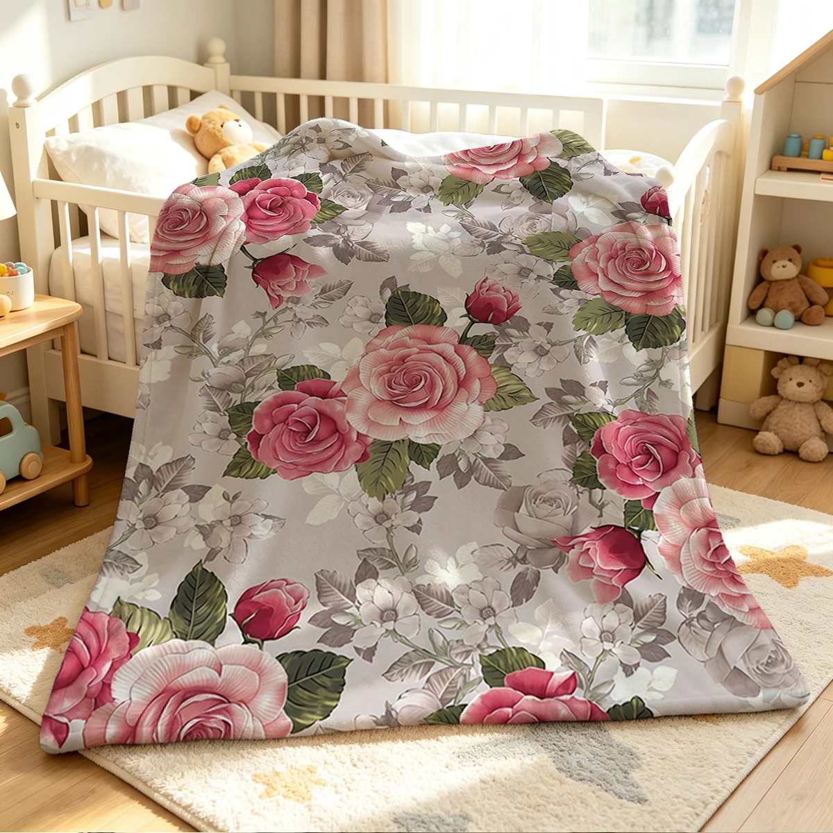 Vintage Bloom Blanket Soft Cozy Throw for Sofa Bed Festive Holiday Decor Gift for Kids and Adults,Lightweight and Warm