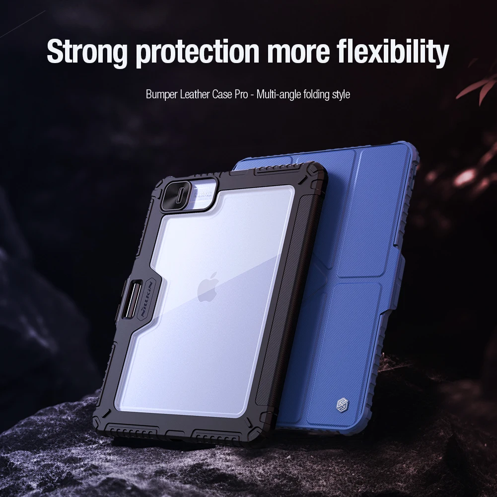 Nillkin Leather Case For iPad Pro 11M5 2025/M4/Air 13 M3 Smart Wake Sleep Flip Slide Cover Protection Camera Folding Kickstand
