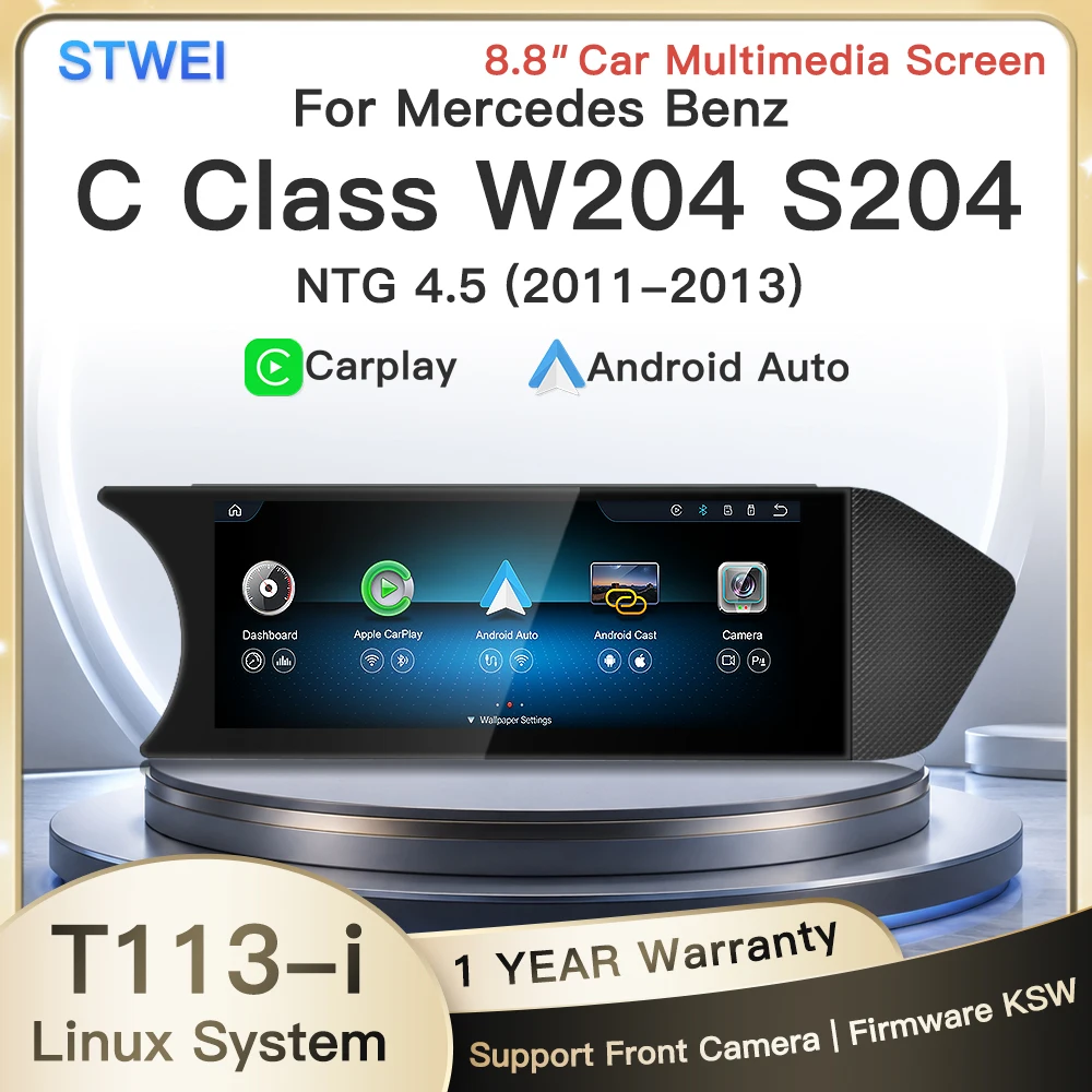 stwei 8.8in Linux Car Stereo Radio for Mercedes C-Class W204 C180 C200 S204 Wireless CarPlay Android Auto GPS Navi Video Player