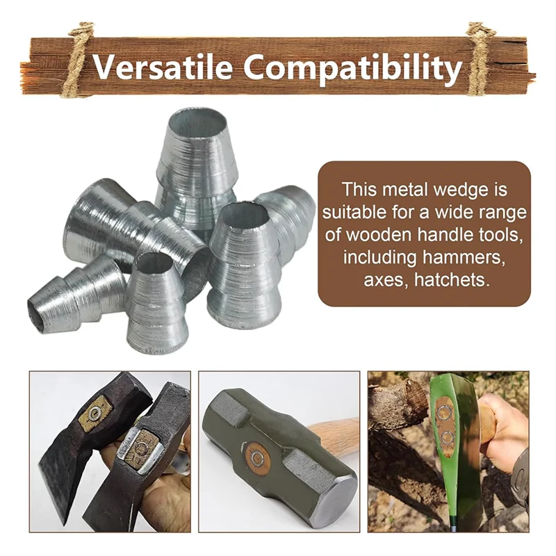 

AS60-21 PCS Extended Round Axe-Handle Wedge Safety Metal Hammer Handle Wedges Steel Weedge