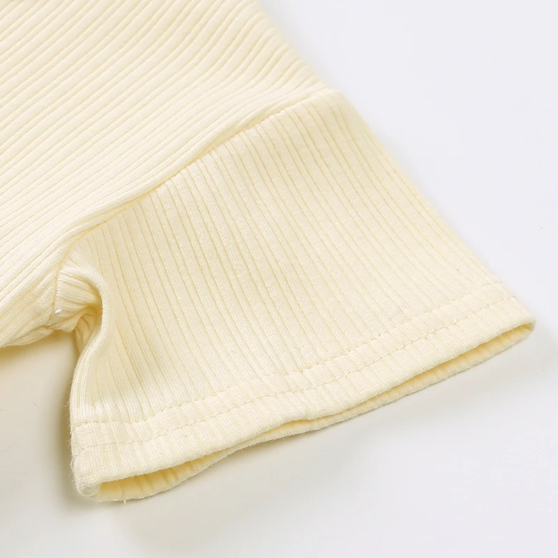 2026 sommer Junge Mädchen Rippen Stricken Outfits Solide Baumwolle Lounge T-shirt + Hosen Für Kleinkind Kinder Casual Kleidung Kinder outsuit – Detail 3