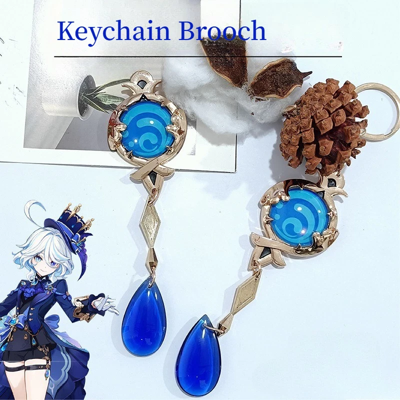 

Game Genshin Impact Latest Furina Vision Cosplay Prop Hydro Keychain Bag Pendant / Brooch Backpack Decoration Fan Gift Prop