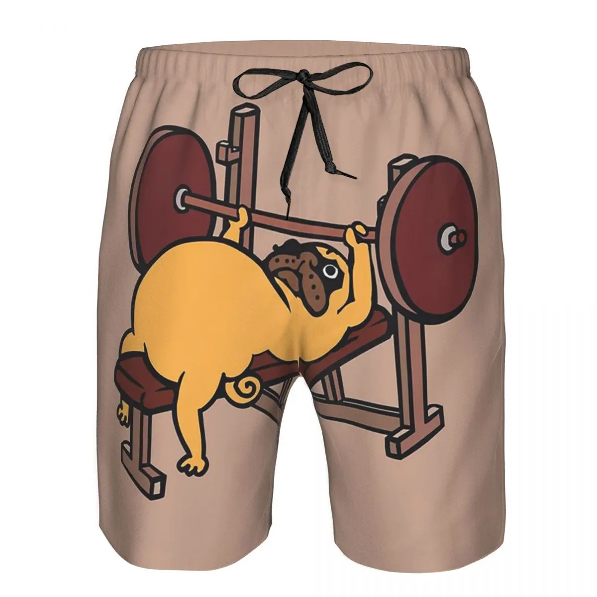 Pug Bench Press Trunks Beach Board Shorts Casual Quick Dry Swim Summer Men Pants
