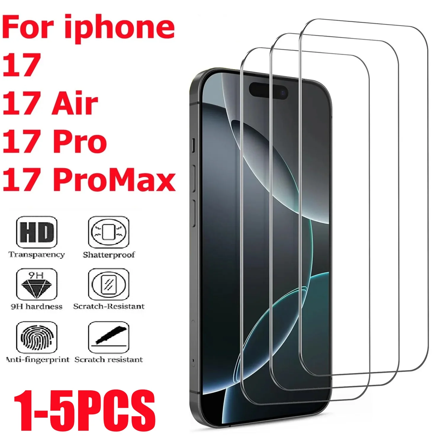 

1-5PCS High-definition Tempered Glass for iPhone 17 Pro 17 Pro Max Protective Film for iPhone 17 Air 17 Pro Max