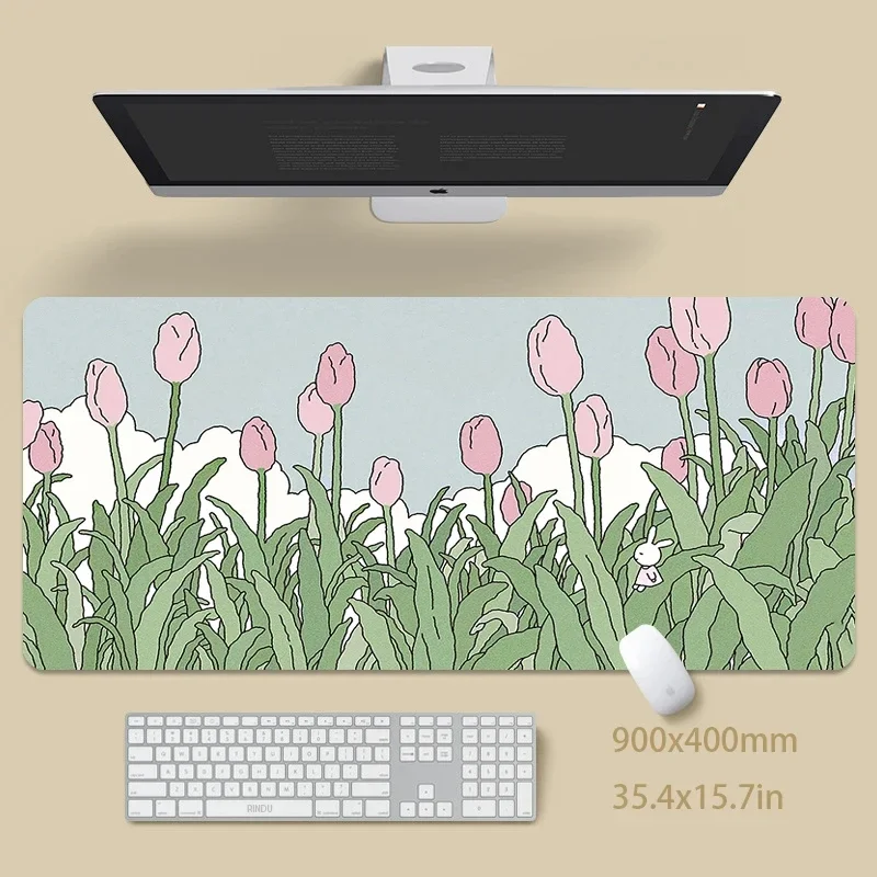 Cute Plant 80x30cm XXL Lock Edge Mousepads Large Gaming Mousepad Keyboard Mat Mouse Mat Beast Desk Pad Mouse Pad for Gift