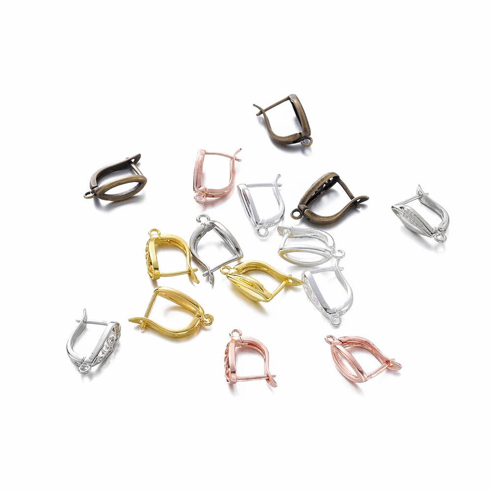 10Pcs/Lot 12*19mm Gold Color French Earrings Clasps Hooks D Drop Shape Earring Hooks for DIY Earring Jewelry Making Accessories