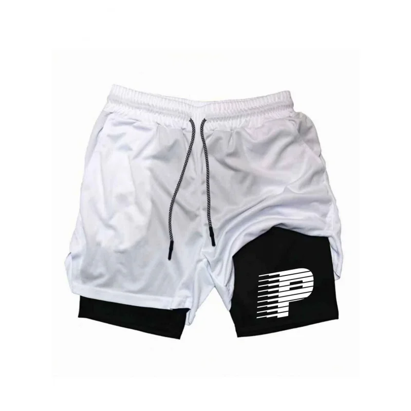 

Мужские двухслойные повседневные спортивные брюки, дышащие шорты для бега и тренировок, удобные для занятий физкультурой