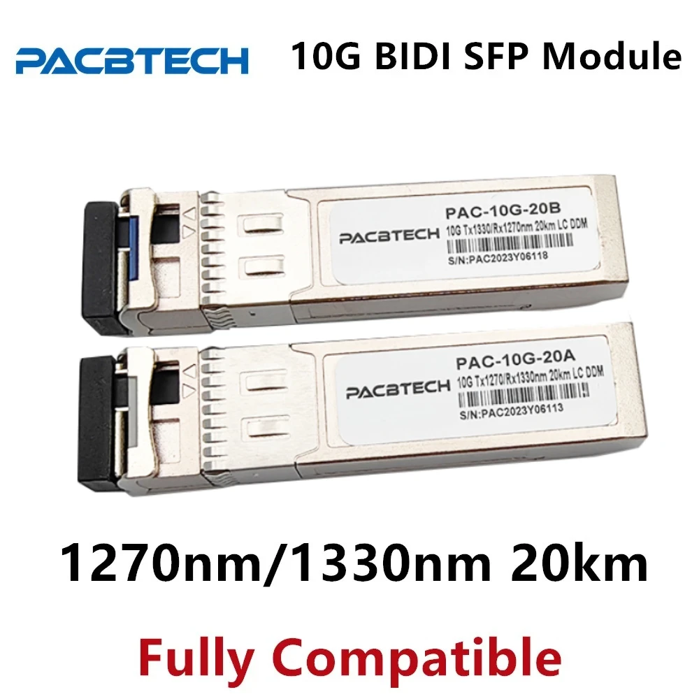 وحدة 10G BIDI SM LC WDM SFP + 1270/1330nm وضع واحد 20 كجم وحدة ألياف بصرية متوافقة مع مفتاح Cisco