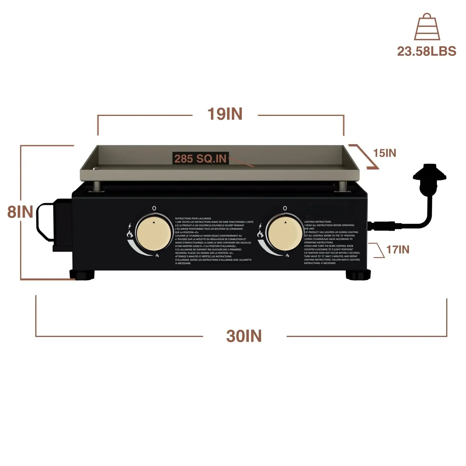 Burner Grill Desktop Grill Combination Portable Outdoor BBQ Hot Plate and Grill