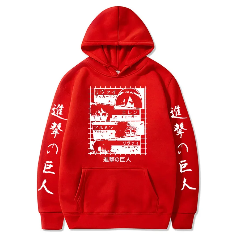 Hot Anime Attack On Titan Hoodie Levi Ackerman And Eren Yeager Graphic Printed Hooded Men Women Hoodies Harajuku Male Sweatshirt