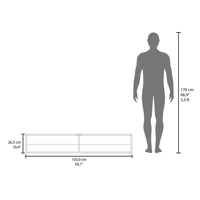 Eco Floating TV Stand with Two Rectangular Shelves in Black Wenge Finish