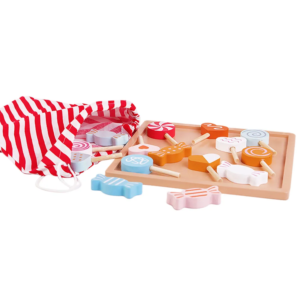 Educational Wooden Play House Toy Set for Kids Pretend Cashier Popcorn Pancake Candy Shop Simulation Role Play Learning Gift for