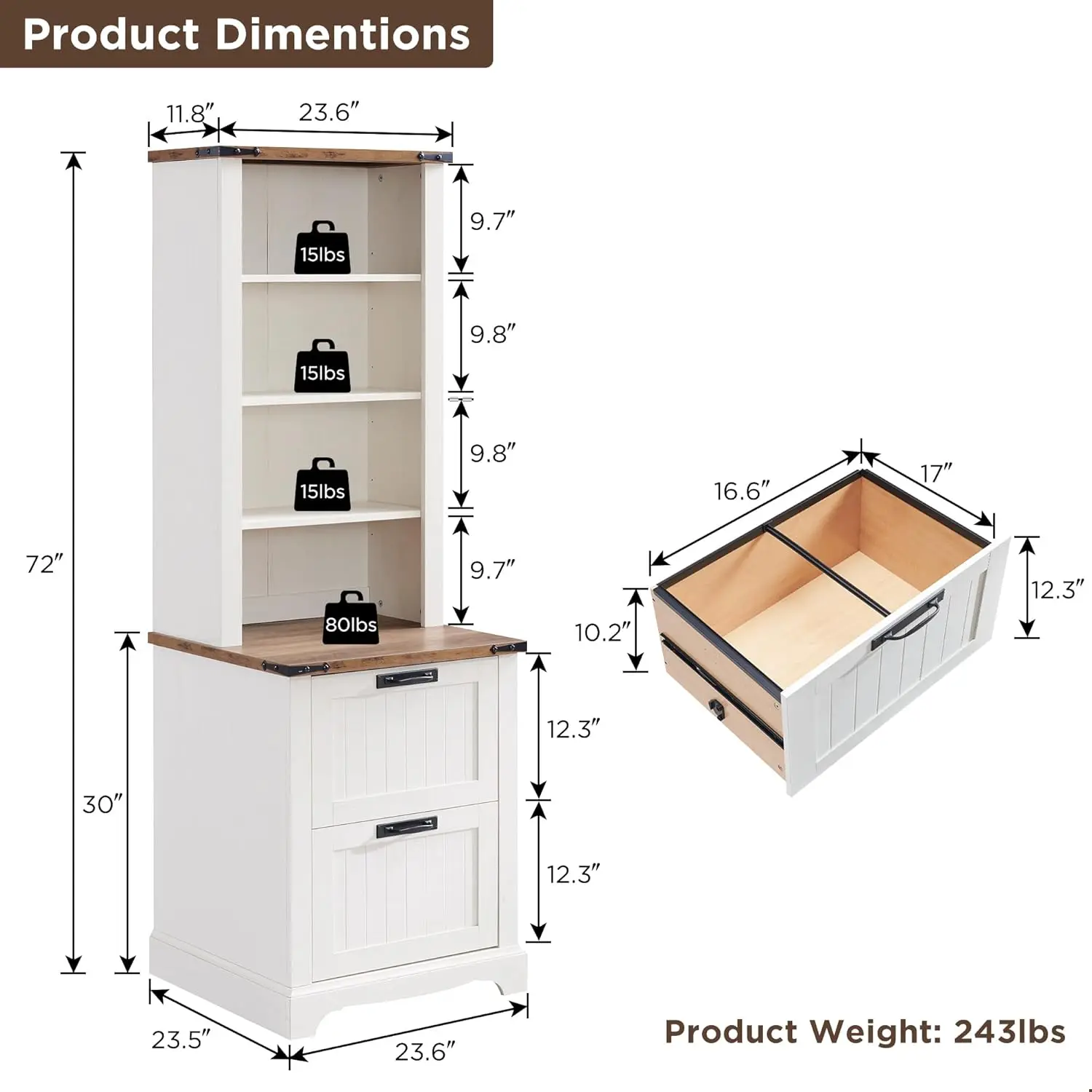 2 file drawers, 72 