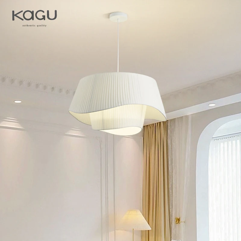 KAGU retro bedroom chandelier romantic ins style cream fabric chandelier Nordic living room dining room light attic light