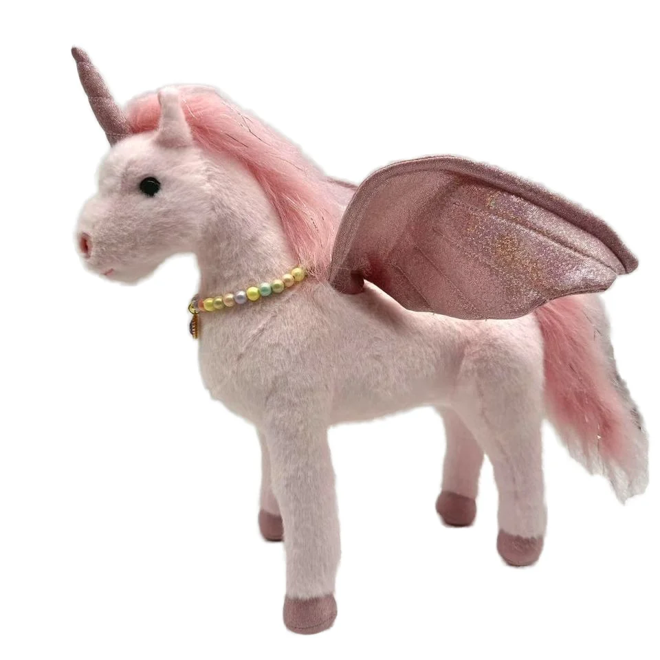 New Design Pink White Unicorn Horse Toy with Wings Soft Plush Stuffed Animal for Children's Sleep & Gifts PP Filled