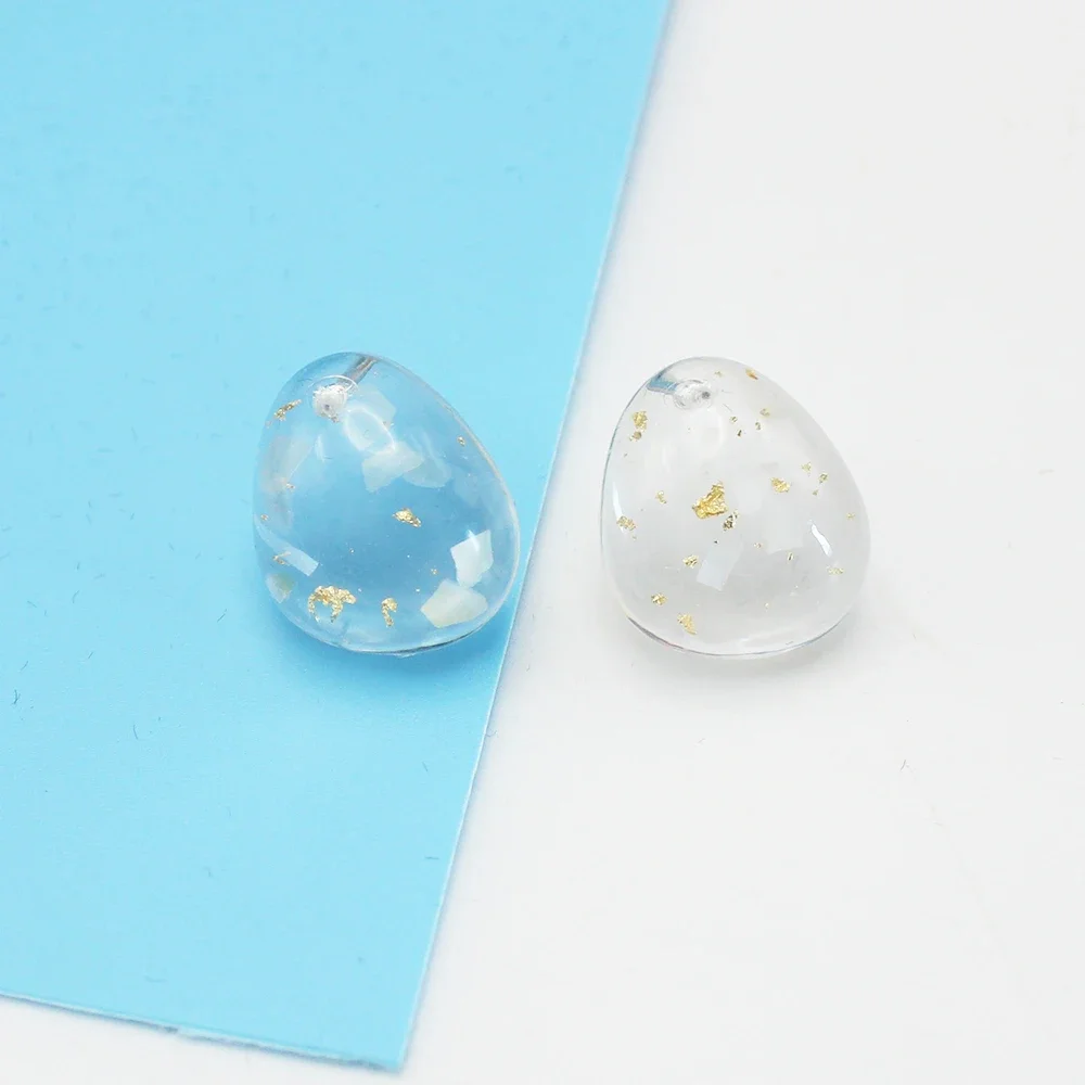 Transparent Goldleaf Resin Water Droplets Stud Earring for Women Simple Temperament Geometry Jewelry Christmas Girlfriend Gift