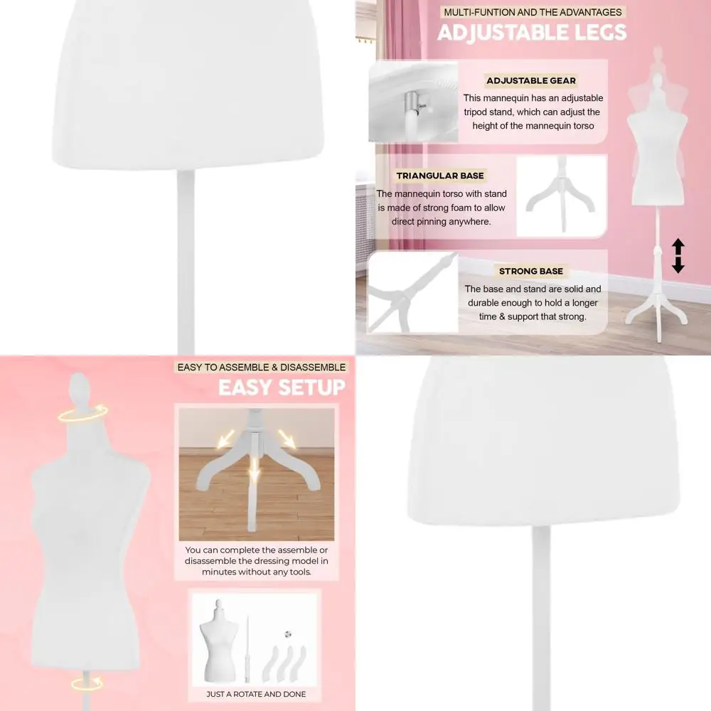 

Форма женского платья с регулируемой высотой, 49,6–63,7, пена высокой плотности, деревянная основа штатива, белый