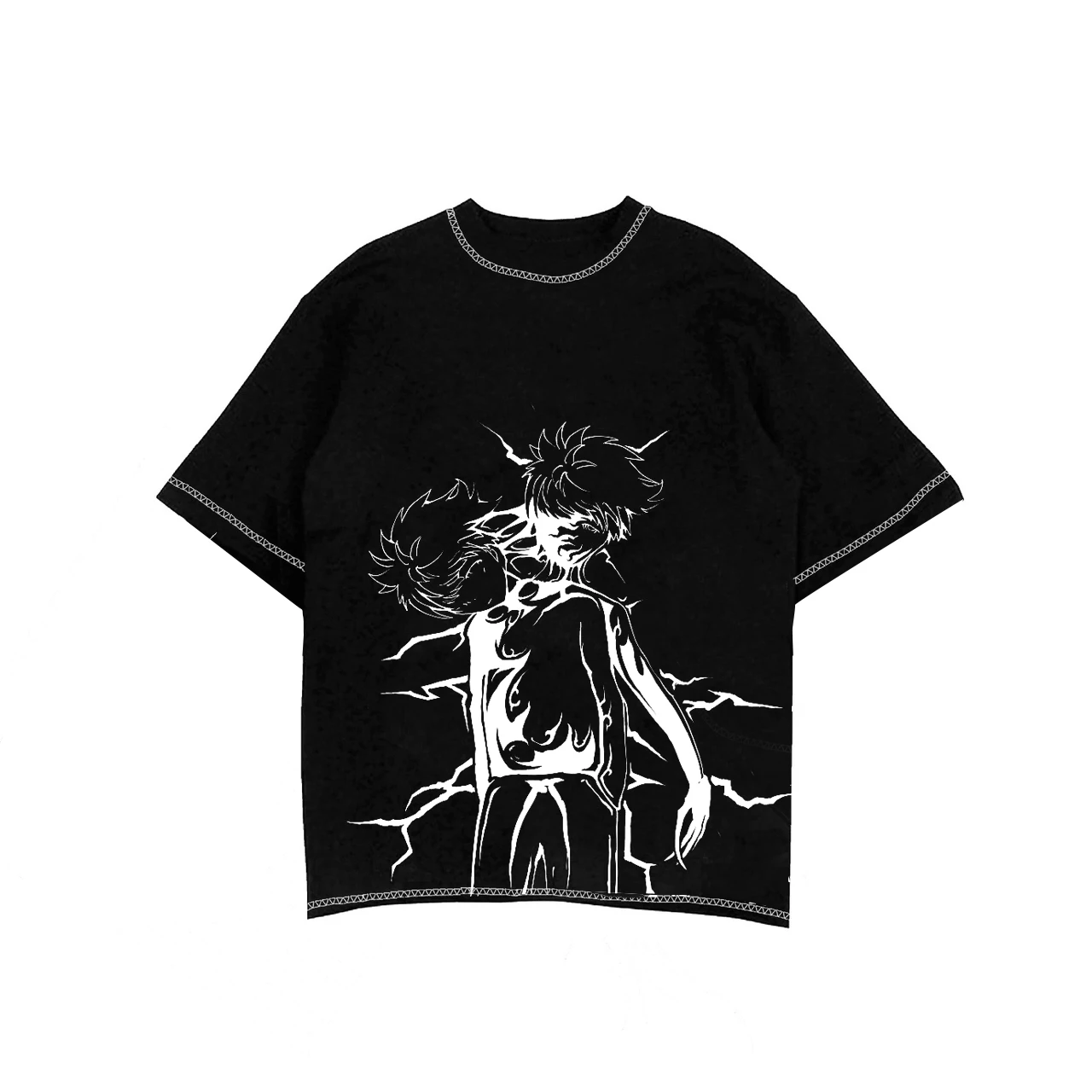 Summer Hip hop Men Gothic Harajuku Anime Loose Men Women T Shirt Black Casual Short Sleeve Graphics Print T-Shirt Tops y2k emo