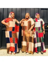 Free Size New  Chiffon Super Size African  Dashiki Traditional Party Dress with Scarf  For Lady