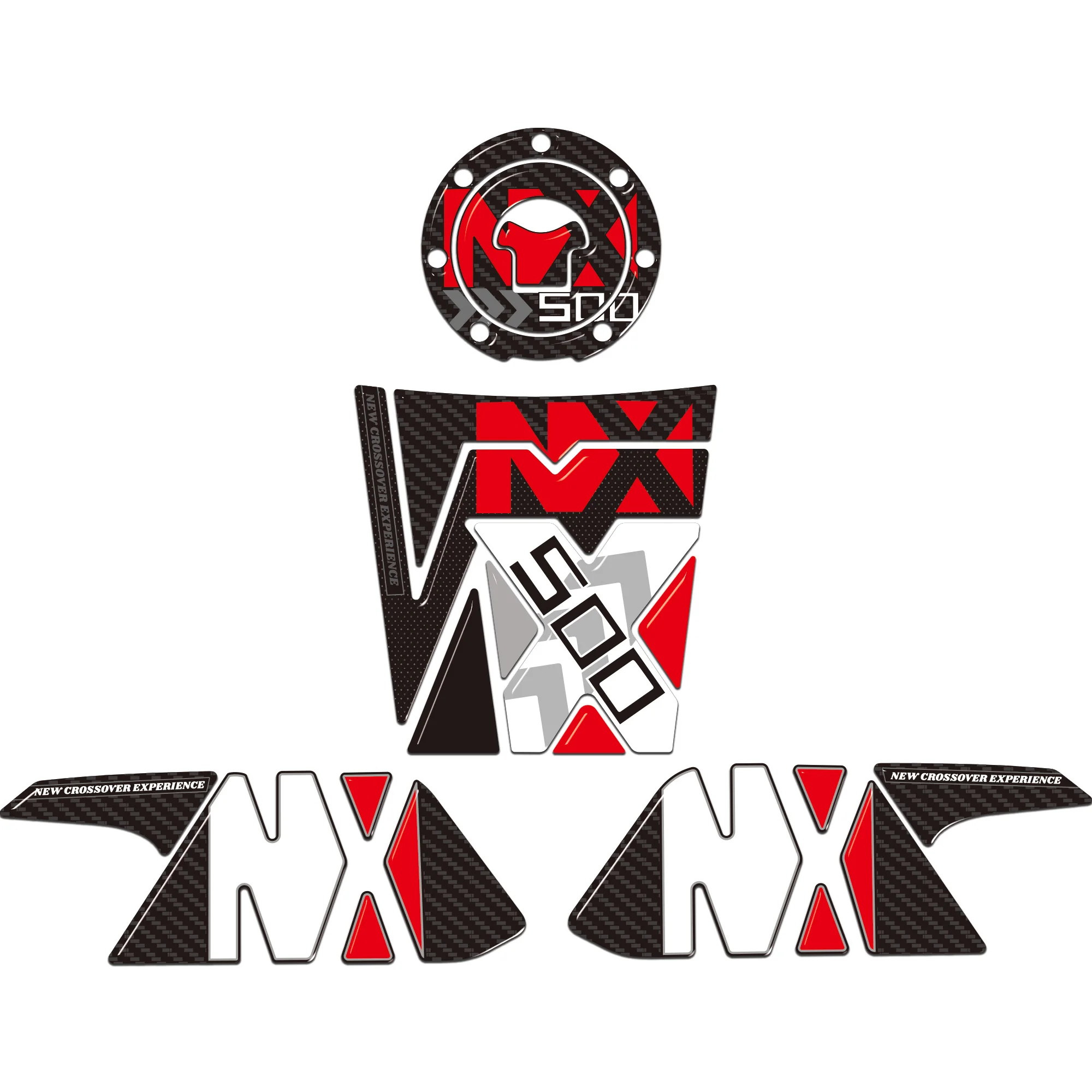 decal Stickers 3D Tank Side Protectors compatible with Honda NX500 2024-2025