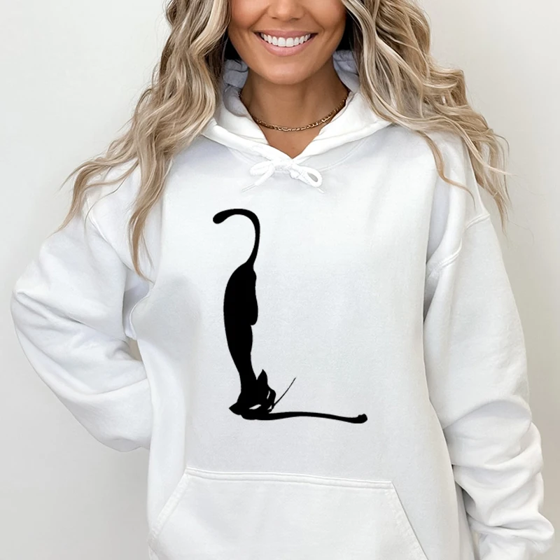 Autumn Women Hoodie Funny Creative Cat Print Pullover Pocket Long Sleeve Hoody Fashion Love Cat Ladies Sweatshirts Street Hooded