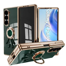 Electroplating 6D Astronaut Phone Case for Samsung Galaxy Z Fold 6 5 4 Fold6 Fold5 Fold4 Magnetic Ring Holder Shockproof Cover