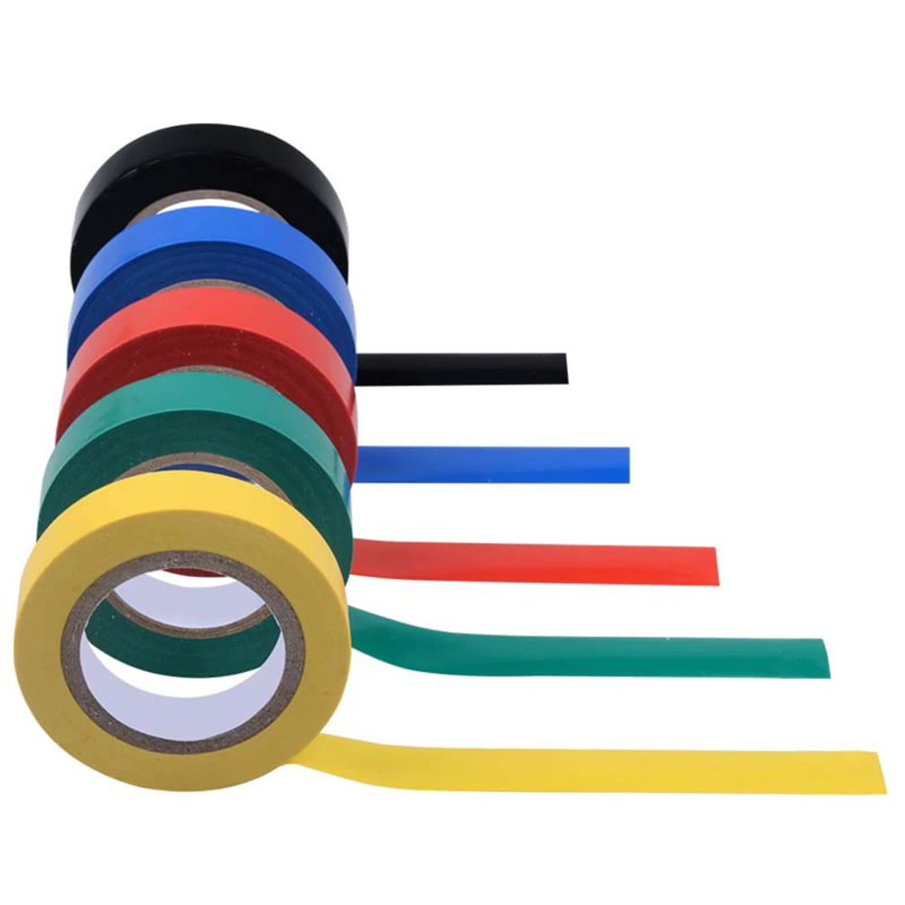 

5pcs Insulating Waterproof PVC Tape 10M Colored Electrical Vinyl Flame Resistant Cold Acid Alkali Resistance Adhesive