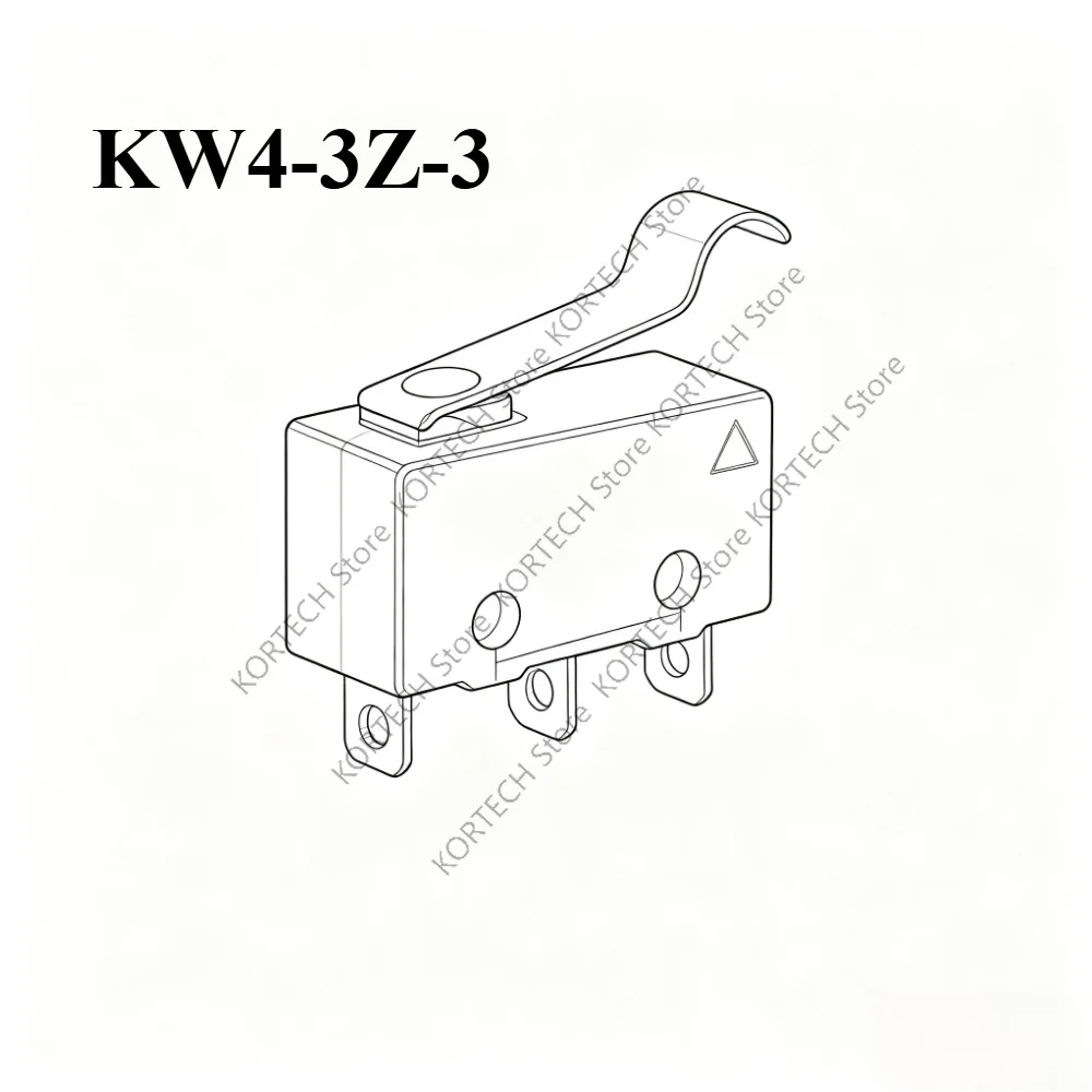 10PCS/Lot  KW4-3Z-3 Micro switch Small travel switch limit 3 pin key with handle and roller 5A 250V