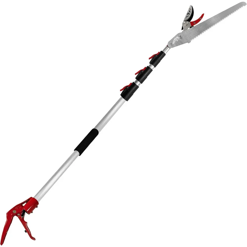 5.4-14.8 FT Tree Pruner Extendable 4 Sections, Telescopic Cut and Hold Trimmers Pole Saws Trimming Long Reach Pruning