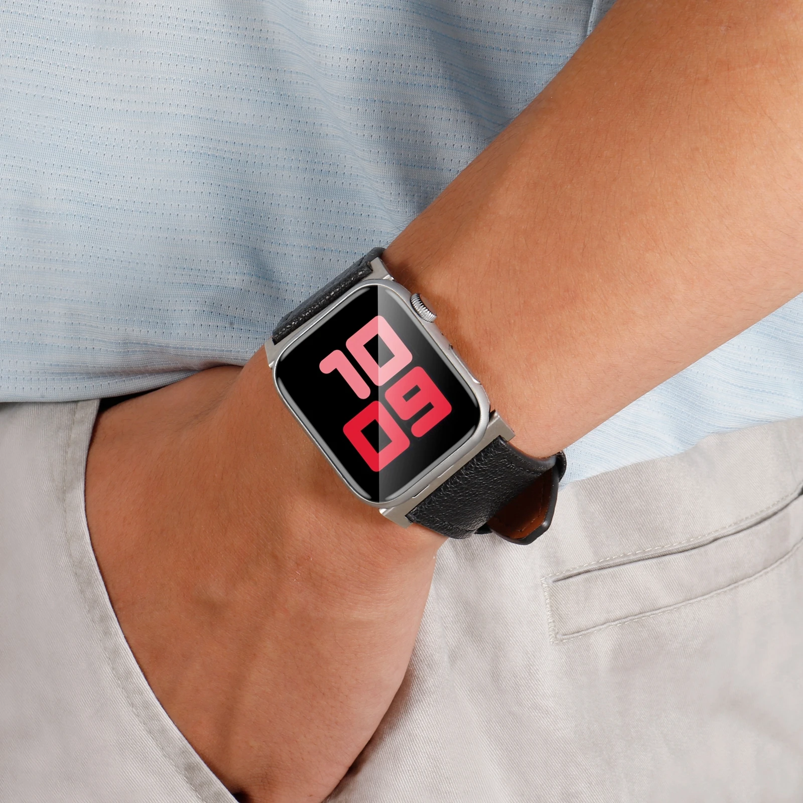 الترا واسعة حلقة جلدية Correa ل سوار ساعة يد آبل سلسلة 11/10/9/8/7/6/5/4 38 مللي متر 40 مللي متر 41 مللي متر 42 مللي متر 44 مللي متر 45 مللي متر 46 مللي متر 49 مللي متر حزام