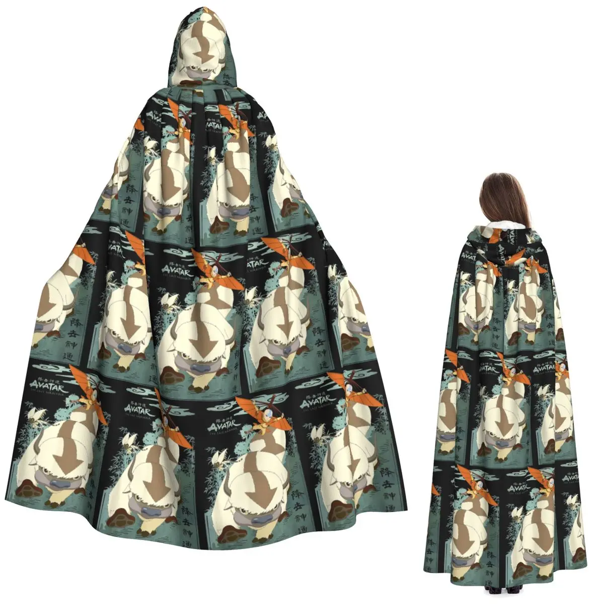 

Avatar In Flight Long Hooded Cloak Witch Medieval Costume Cosplay Cape HalloweenVampire Adult Unisex