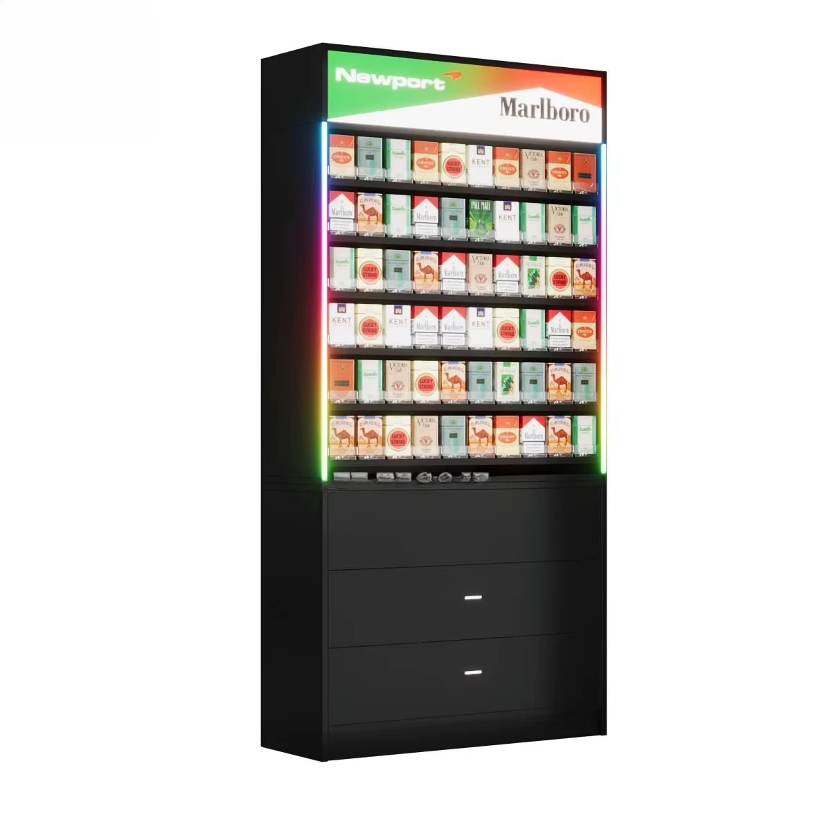 Supermarket Shelf Cigarette Display Rack with Light Emitting Diode