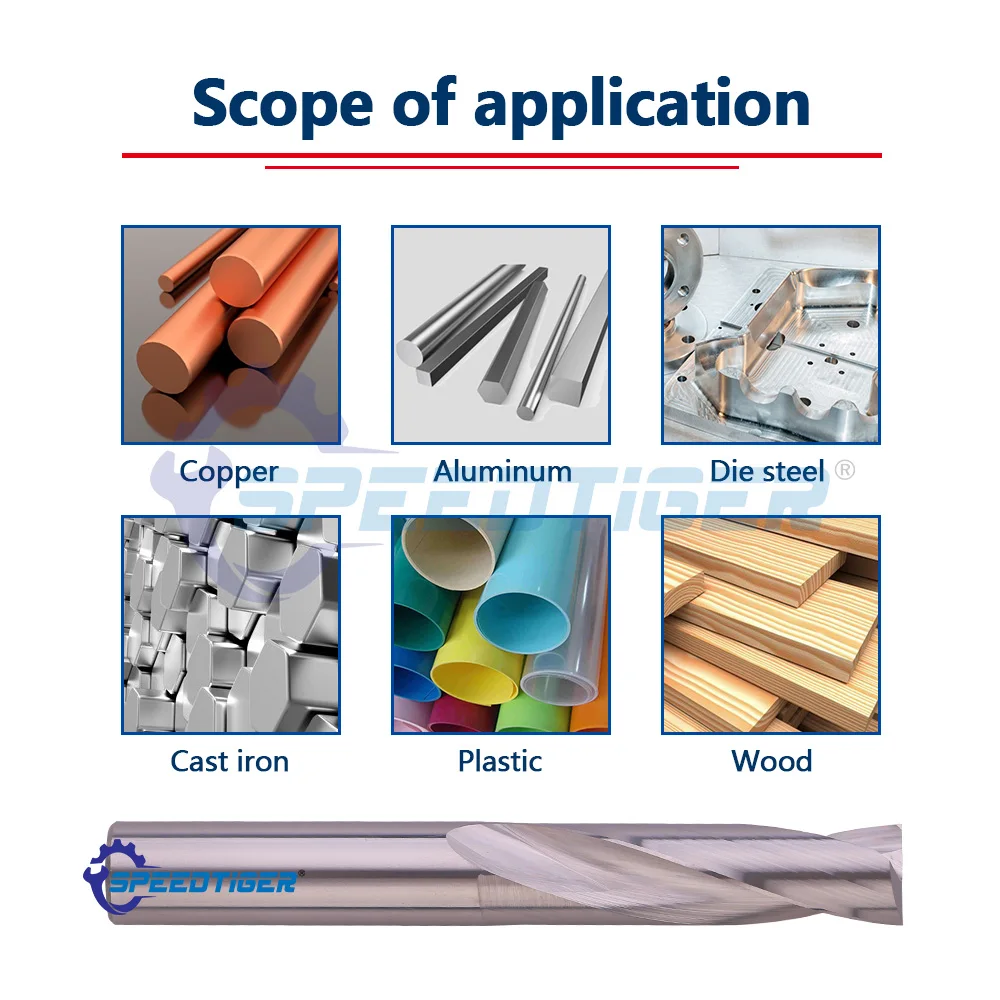 SPEEDTIGER Flat Drill Solid Carbide Dia 0.5-20mm Uncoated for Non-metal Aluminum CNC Inclined Curved Surface Bottom Hole Making