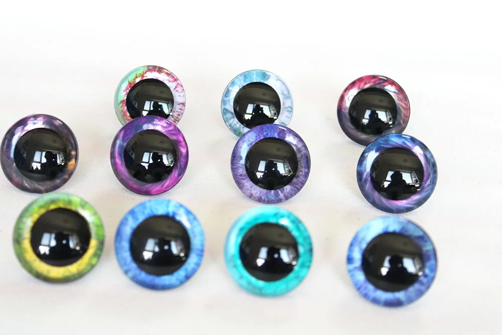 Olhos de segurança de brinquedo em cores 3d arco-íris 9mm-35mm, olho de boneca 3d + lavador para boneca de pelúcia diy-r12