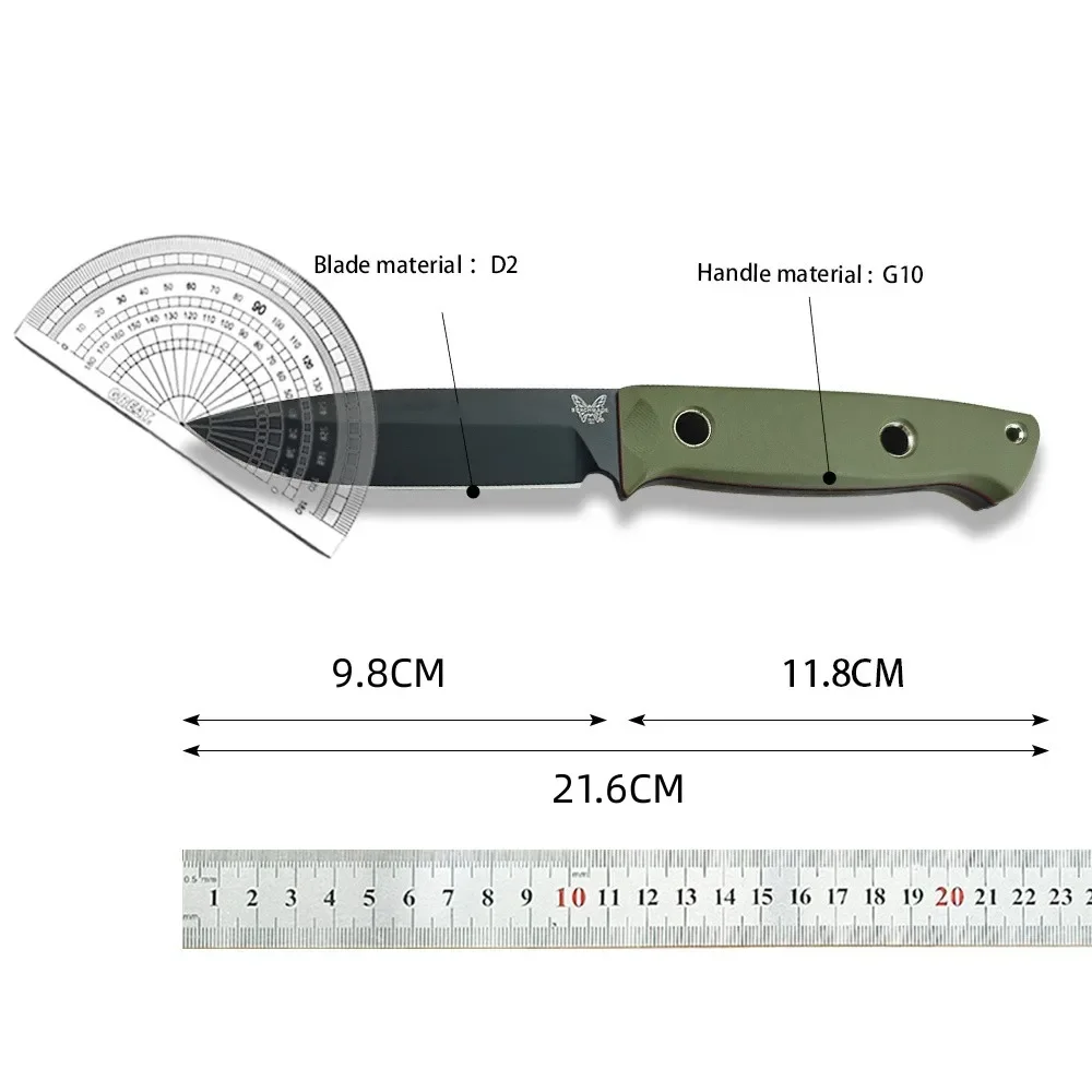 BM 163 Bushcrafter Knive S30v Fixed Blade G10 Handle with Holster Outdoor Tactical Survival Hunting Knife Hiking Camping Tools