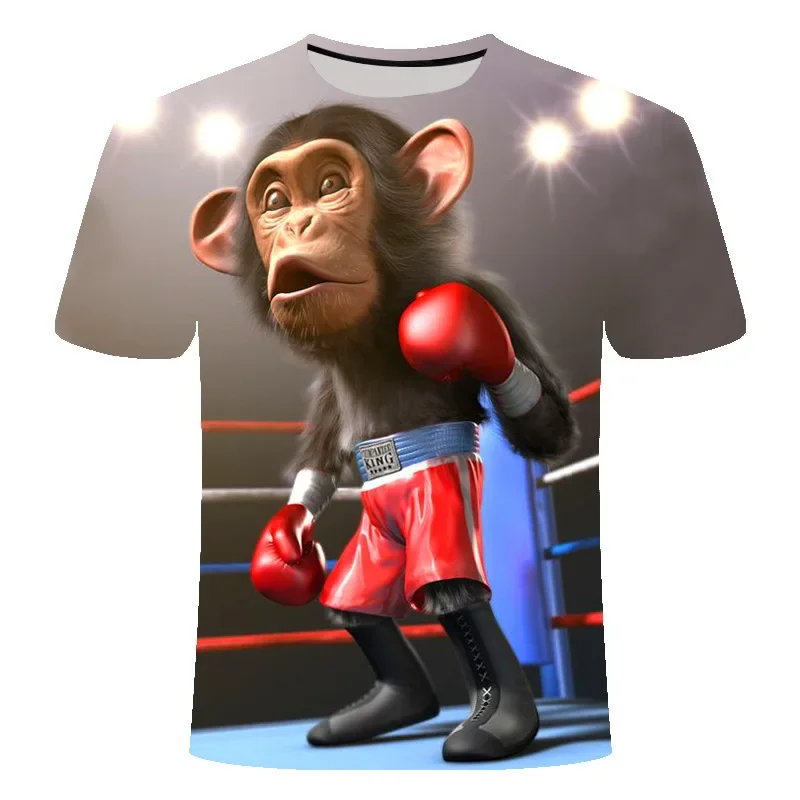 3D Print Men\'s T-shirt Funny Monkey Casual Animal New T Shirts for Men Oversized Prints Short Sleeve Y2k Tops Hip Hop Streetwear