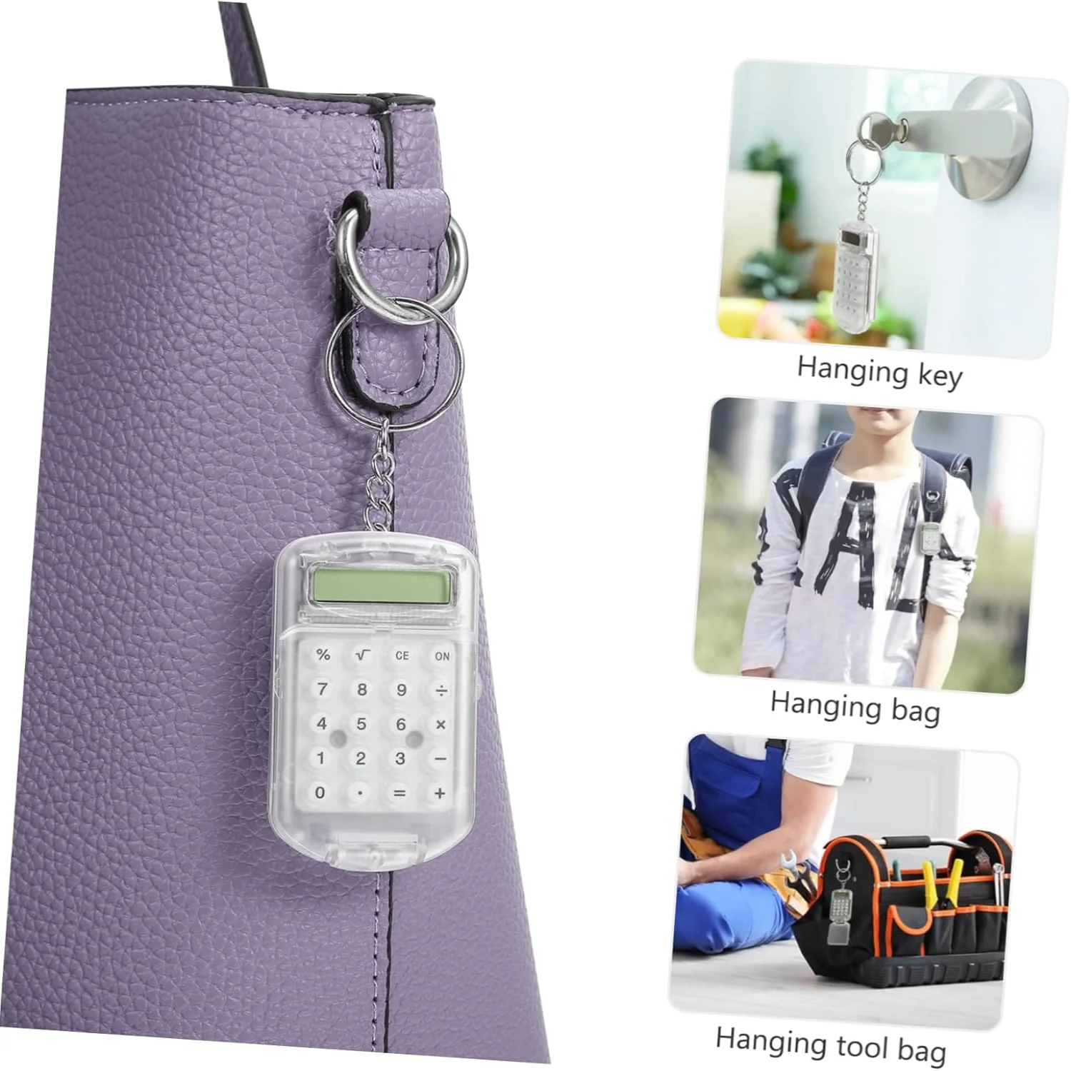 3pcs Keychain Calculator Key Fob Student Calculator The Key Chain Calculator Bags Pocket Clamshell
